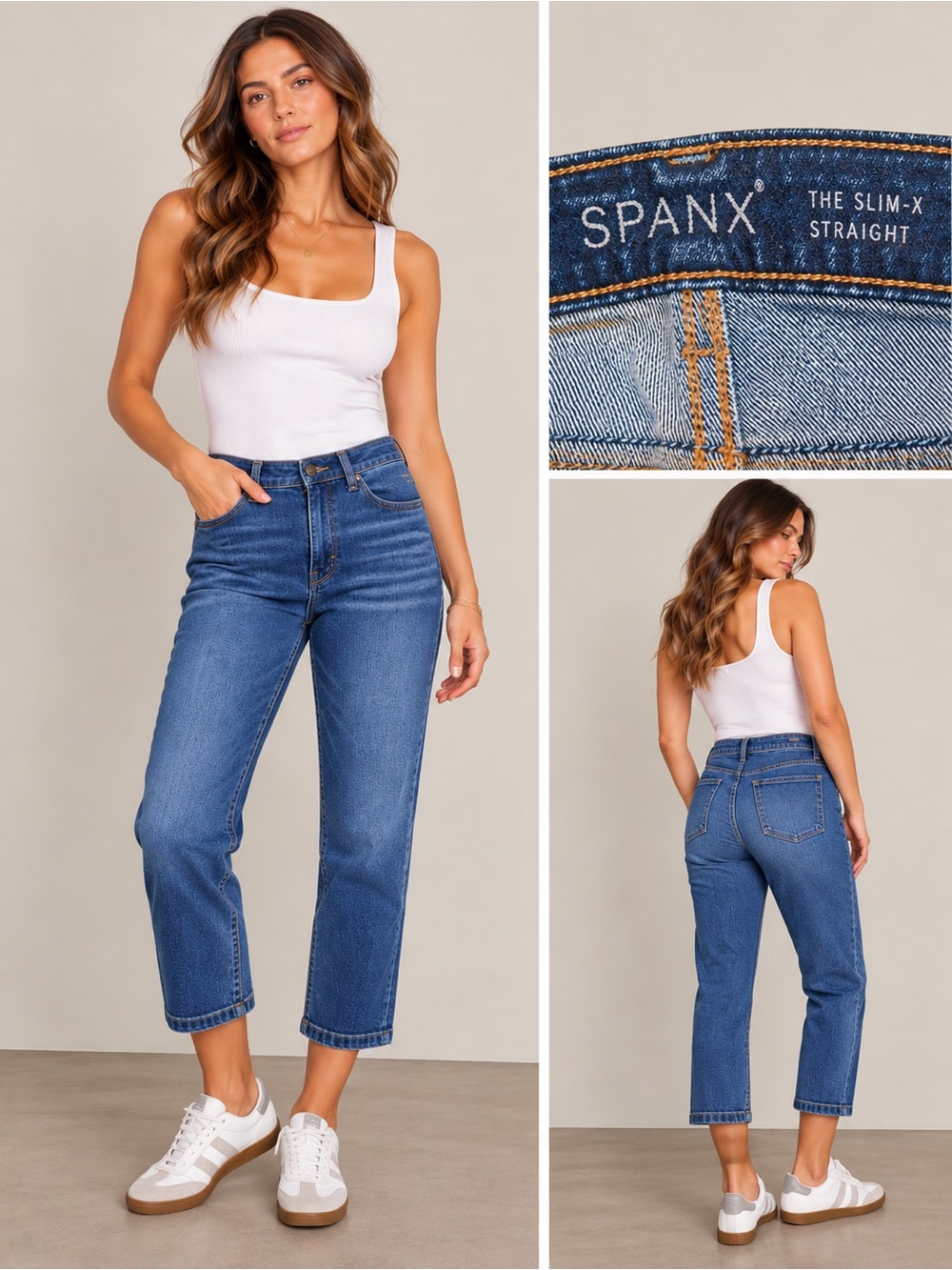 SPANX The Slim-X Straight Crop Jeans Dark Wash Blue Size 30
